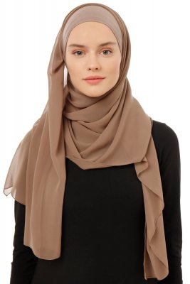 Alara Plain - Dunkeltaupe One Piece Chiffon Hijab