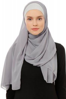 Alara Plain - Dunkelgrau One Piece Chiffon Hijab