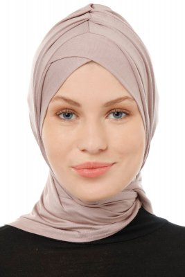 Isra Cross - Steingrau One-Piece Viscose Hijab