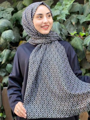 Kalila - Dunkelgrün Gemustert Baumwolle Hijab
