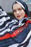 Emel - Navy Blau & Rot Gemustertes Hijab - Sal Evi
