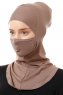 Damla - Dunkeltaupe Ninja Hijab Maske Untertuch