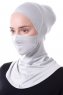 Damla - Hellgrau Ninja Hijab Maske Untertuch