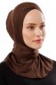 Ceren - Dunkelbraun Praktisch Viscose Hijab