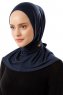 Sportif Plain - Navy Blau Praktisch Viscose Hijab
