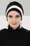 Elsa - Schwarz & Creme Baumwolle Turban