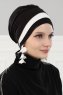 Elsa - Schwarz & Creme Baumwolle Turban