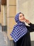 Atika - Navy Blau Gemustert Baumwolle Hijab - Mirach