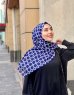 Atika - Navy Blau Gemustert Baumwolle Hijab - Mirach