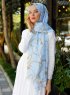 Bahr - Blau Gemustertes Hijab - Sal Evi