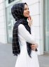Betulle - Schwarz Gemustertes Hijab - Sal Evi