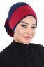 Clara - Bordeaux & Navy Blau Baumwolle Turban