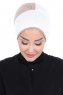 Clara - Creme & Taupe Baumwolle Turban
