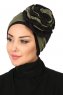 Clara - Khaki & Schwarz Baumwolle Turban