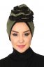 Clara - Khaki & Schwarz Baumwolle Turban