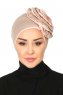 Clara - Taupe & Altrosa Baumwolle Turban