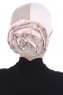 Clara - Taupe & Altrosa Baumwolle Turban
