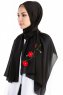 Damla Svart Hijab Sjal Med Blommor Madame Polo 130001-2