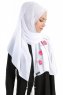 Damla Vit Hijab Sjal Med Blommor Madame Polo 130002-4