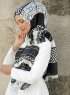 Dounia - Schwarz Gemustertes Hijab - Sal Evi