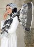 Dounia - Schwarz Gemustertes Hijab - Sal Evi