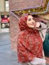 Elyas - Ziegelrot Gemustert Baumwolle Hijab - Mirach
