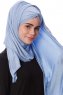 Eslem - Hellblau Pile Jersey Hijab - Ecardin