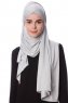 Eslem - Hellgrau Pile Jersey Hijab - Ecardin
