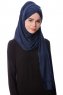 Eslem - Navy Blau Pile Jersey Hijab - Ecardin