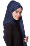 Eslem - Navy Blau Pile Jersey Hijab - Ecardin