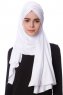 Eslem - Weiß Pile Jersey Hijab - Ecardin