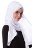 Eslem - Weiß Pile Jersey Hijab - Ecardin