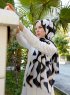 Faizah - Schwarz Gemustertes Hijab - Sal Evi