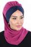 Gill - Fuchsie & Navy Blau Praktisch Hijab