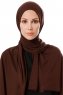 Hande - Dunkelbraun Baumwolle Hijab - Gülsoy