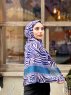 Kadifa - Navy Blau & Beige Gemustert Baumwolle Hijab - Mirach