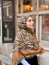 Kadifa - Schwarz & Beige Gemustert Baumwolle Hijab - Mirach