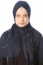 Kadri - Navy Blau Hijab Mit Perlen - Özsoy
