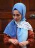 Khawla - Hellblau Gemustert Baumwolle Hijab