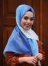 Khawla - Hellblau Gemustert Baumwolle Hijab