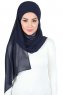 Malin - Navy Blau Praktisch Chiffon Hijab