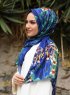 Marwa - Blau Gemustert Crepe Hijab
