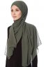 Mehtap - Khaki Praktisch Fertig Chiffon Hijab