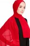 Merve Röd Krep Chiffon Hijab 4A169d