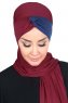 Mikaela - Bordeaux & Navy Blau Baumwolle Praktisch Hijab