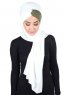Mikaela - Creme & Khaki Baumwolle Praktisch Hijab