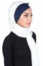 Mikaela - Creme & Navy Blau Baumwolle Praktisch Hijab