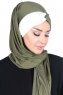 Mikaela - Khaki & Creme Baumwolle Praktisch Hijab