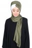 Mikaela - Khaki & Creme Baumwolle Praktisch Hijab
