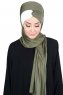Mikaela - Khaki & Creme Baumwolle Praktisch Hijab